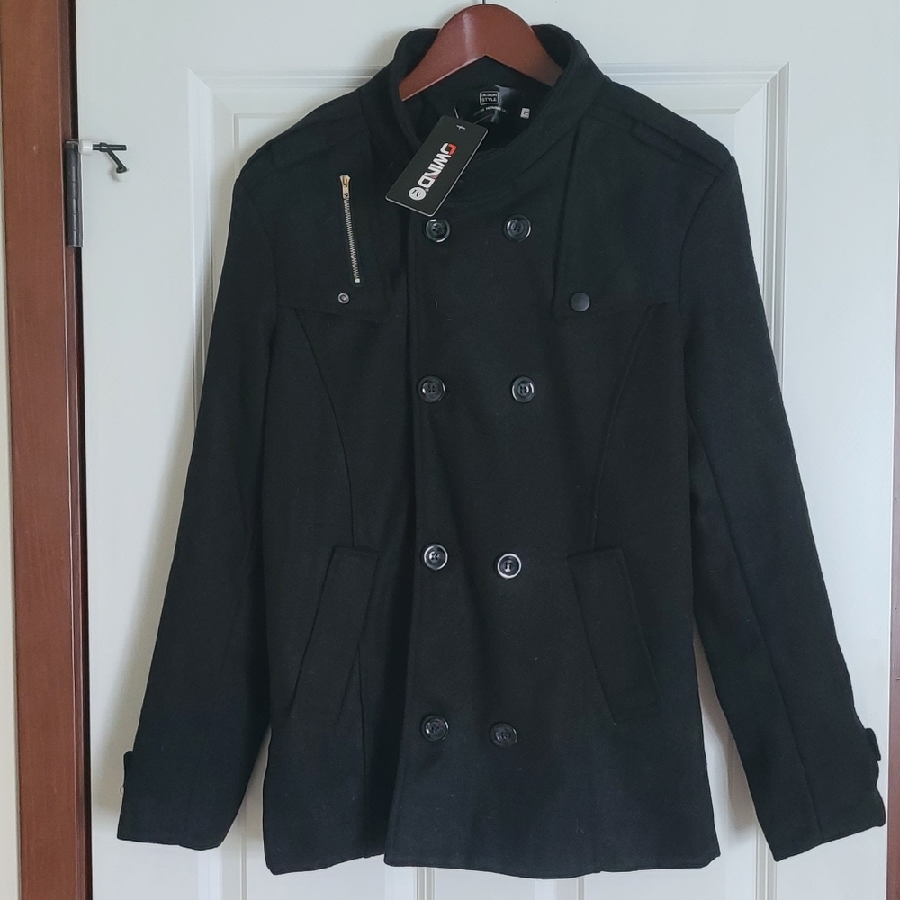 Men's generic Black Pea coat
